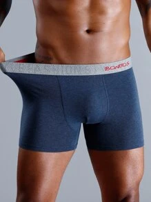 3 piezas Calzoncillos tipo bóxer con gráfico de letras para hombres, transpirables - Multicolor - Ver 6