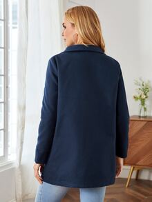 SHEIN Maternity Zip Up Solid Babywearing  Coat - Navy Blue - View 3