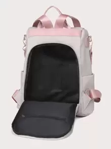 Women's Floral Embroidery Backpack Shoulder Dual-Use Casual Backpacks, Fashion Front Pocket Preppy Style Lightweight Back Pack Waterproof For School Classic Bag, Portable Shoulder Bags For Outdoors Travel & College Campus, School Supplies,School Backpack,Back To School,