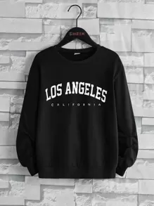 SHEIN Tween Boys' Casual Sweatshirt, Letter Pattern, Dropped Shoulder, Pullover, Suitable For Spring And Autumn Daily Wear - Black - View 1
