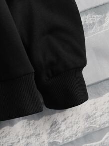 SHEIN Tween Boys' Casual Sweatshirt, Letter Pattern, Dropped Shoulder, Pullover, Suitable For Spring And Autumn Daily Wear - Black - View 4