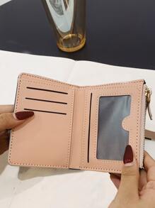 Metal Decor Small Wallet Credit Card Small Purse ID Window Slim Women Wallet Portable, Money, Cash White-Collar Workers, For Female College, Work, Business, Commute, Office, For Anniversary, For Couple, For Birthday Gift, On Valentine Day Gift, Gift - Grey - View 4