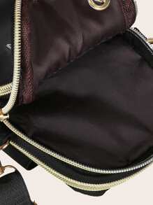 Mini Nam Chữ Chi Tiết Túi Vuông Ví Ví Túi Túi Đeo Vai Túi Đựng Điện Thoại Túi Đựng Điện Thoại Clutch - màu đen - Xem 3