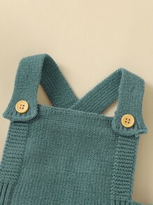 嬰兒後背十字交叉針織連身褲和帽不帶T恤 - 綠色 - 查看 4