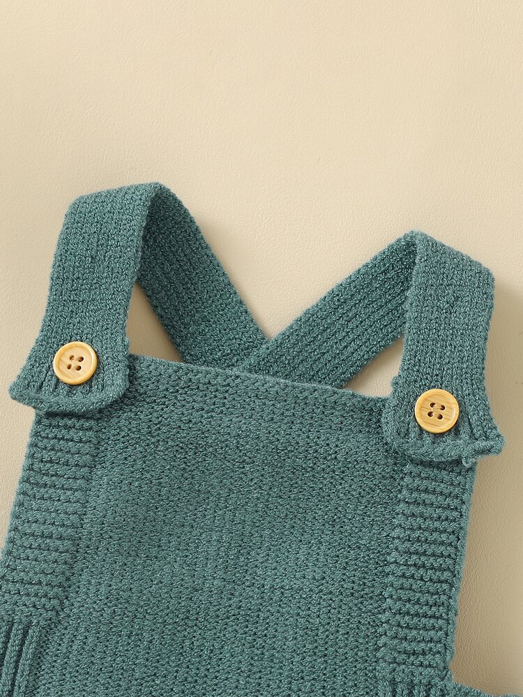 嬰兒後背十字交叉針織連身褲和帽不帶T恤 - 綠色 - 查看 4