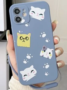 卡通貓貓圖案手機殼附帶繩子 - 彩色 - 查看 2