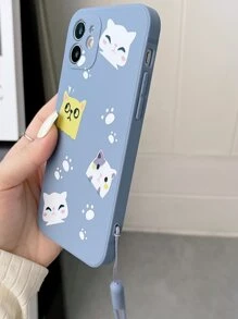 卡通貓貓圖案手機殼附帶繩子 - 彩色 - 查看 3