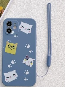 卡通貓貓圖案手機殼附帶繩子 - 彩色 - 查看 4