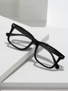 1pc Men's Classic Retro Studded Casual/Business Style Non-Prescription Glasses (Glasses Lanyard Included) - Black - View 3