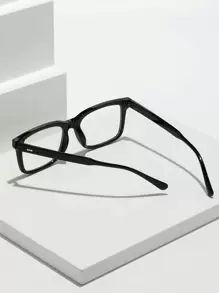 1pc Men's Classic Retro Studded Casual/Business Style Non-Prescription Glasses (Glasses Lanyard Included) - Black - View 5