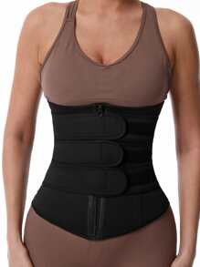 Sports Outdoor Synthetic Rubber Abdominal Belt Shapewear Waist Trainer Corset - Black - View 1