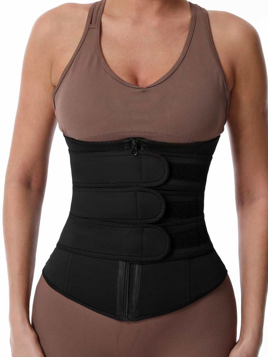 Sports Outdoor Synthetic Rubber Abdominal Belt Shapewear Waist Trainer Corset - Black - View 1