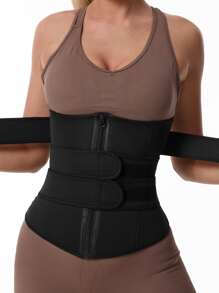 Sports Outdoor Synthetic Rubber Abdominal Belt Shapewear Waist Trainer Corset - Black - View 2