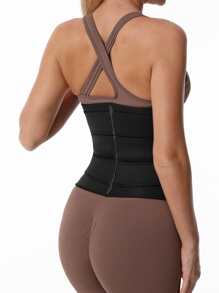 Sports Outdoor Synthetic Rubber Abdominal Belt Shapewear Waist Trainer Corset - Black - View 4