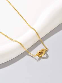 1pc 18K Gold Plated Stainless Steel Knotted Necklace, Women's Jewelry Gift, Everyday Wear, Holiday Present - Yellow Gold - View 2