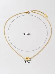 1pc 18K Gold Plated Stainless Steel Knotted Necklace, Women's Jewelry Gift, Everyday Wear, Holiday Present - Yellow Gold - View 5