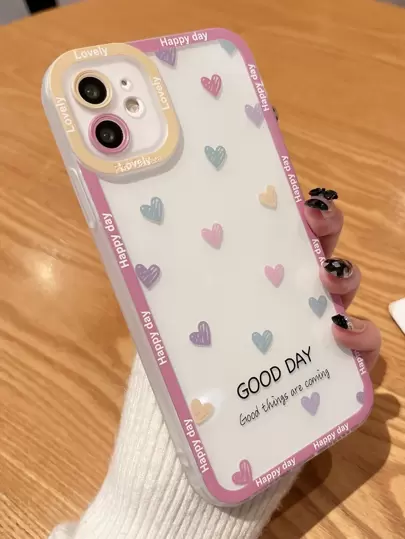 Heart&SloganGraphicPhoneCase - Mais populares em SHEIN