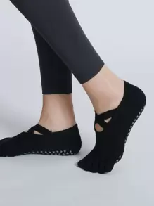 Sports Outdoor 1pair Non-Slip Yoga Socks With Double Straps, Suitable For Pilates, Fitness, Jumping Rope And Other Indoor Sports