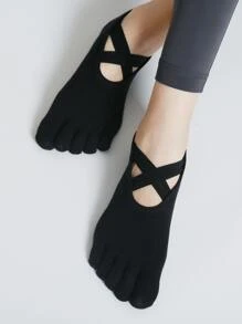 Sports Outdoor 1pair Non-Slip Yoga Socks With Double Straps, Suitable For Pilates, Fitness, Jumping Rope And Other Indoor Sports