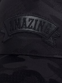 Men Letter Patch Decor Trucker Hat - màu đen - Xem 3