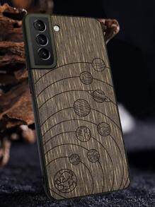 星球印花木頭手機殼 - 紅木色 - 查看 3