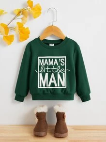 SHEIN Baby Boy Slogan Graphic Sweatshirt - Dark Green - View 1