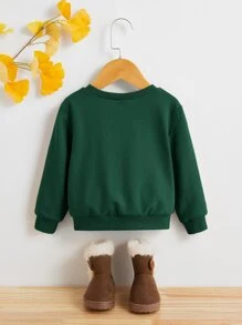 SHEIN Baby Boy Slogan Graphic Sweatshirt - Dark Green - View 2