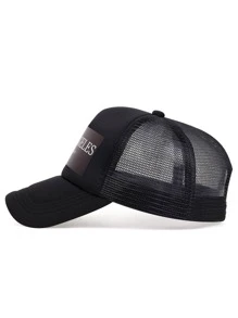 男士字母圖形卡車司機帽，街頭風格 - 黑色 - 查看 2