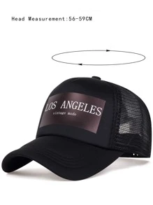 男士字母圖形卡車司機帽，街頭風格 - 黑色 - 查看 3
