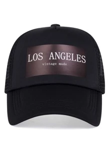 男士字母圖形卡車司機帽，街頭風格 - 黑色 - 查看 4