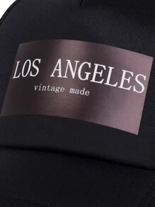 男士字母圖形卡車司機帽，街頭風格 - 黑色 - 查看 5