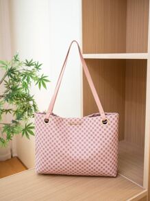 幾何樣式字母裝飾單肩托特包 - 彩色 - 查看 1