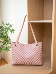 幾何樣式字母裝飾單肩托特包 - 彩色 - 查看 3