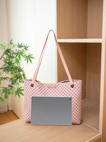 幾何樣式字母裝飾單肩托特包 - 彩色 - 查看 4