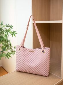 幾何樣式字母裝飾單肩托特包 - 彩色 - 查看 5