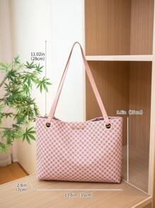 幾何樣式字母裝飾單肩托特包 - 彩色 - 查看 6