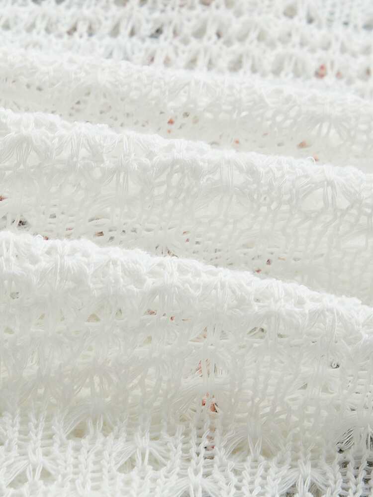 ROMWE PUNK 萬聖節南瓜和蝙蝠圖案後背開衩T恤連衣裙 - 白色 - 查看 4