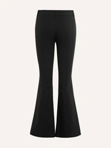 ROMWE PUNK Figure & Spider Web Print Flare Leg Trousers - Black - View 2