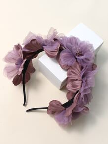 1pc Faux Flower Headband For Girls & Teens - Purple - View 2