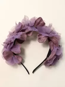 1pc Faux Flower Headband For Girls & Teens - Purple - View 3