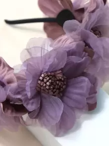 1pc Faux Flower Headband For Girls & Teens - Purple - View 4