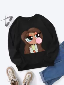 Tay Mills Figure Graphic Drop Shoulder Sweatshirt - Black - View 1