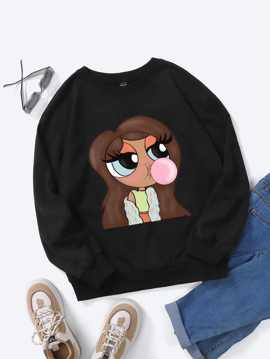 Tay Mills Figure Graphic Drop Shoulder Sweatshirt - Black - View 1