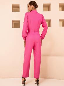 Aveloria 西裝領捲邊袖襯衫連體褲工作服