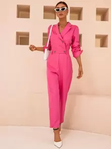 Aveloria 西裝領捲邊袖襯衫連體褲工作服