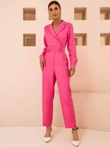 Aveloria 西裝領捲邊袖襯衫連體褲工作服