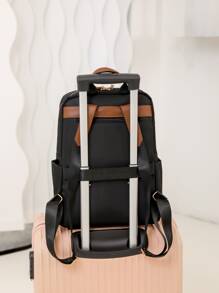 Ba lô Nữ Khối Màu Có thể điều chỉnh được Mát mẻ - màu đen - Xem 8