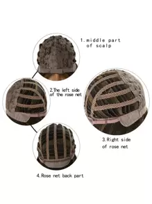 Lace Front Long Curly Synthetic Wig - Brown - View 4