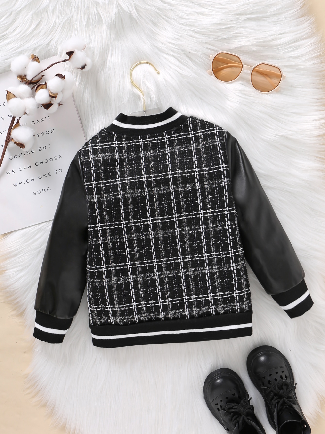 Toddler Girls Plaid Letter Patched Varsity Jacket SHEIN USA