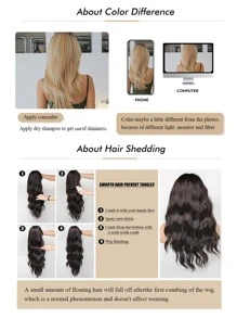 自然短直筒人造假髮 - 黑色 - 查看 4